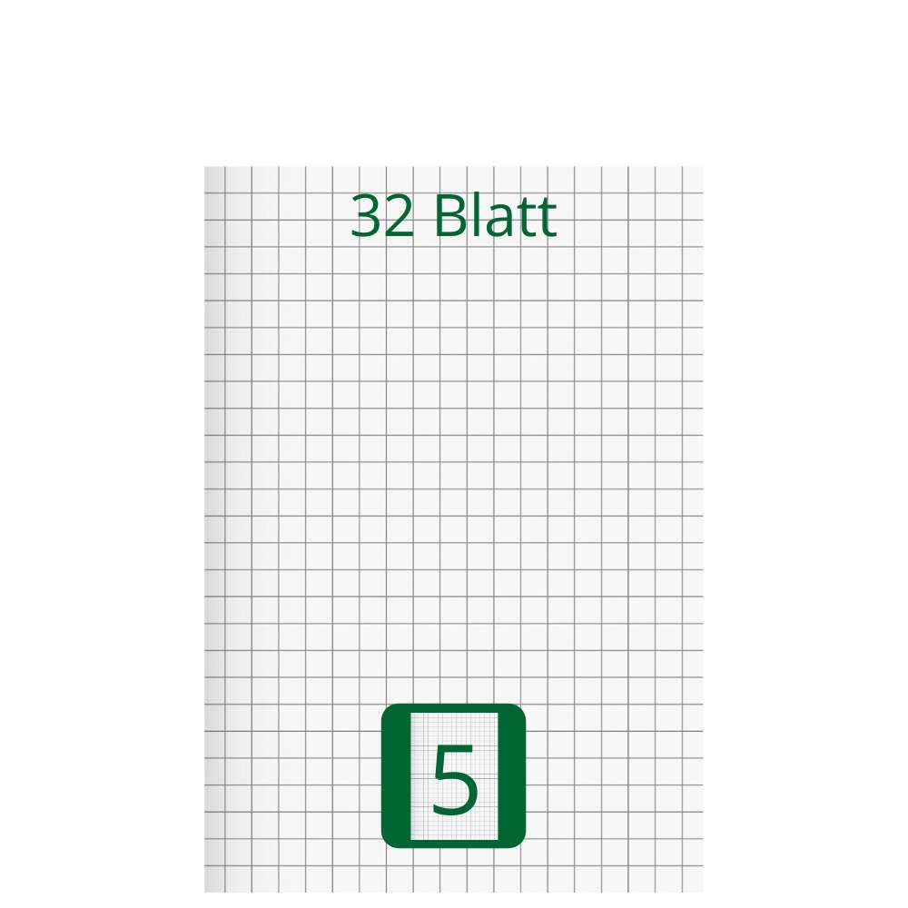 Doppelheft DIN A5, Lineatur 5, 32 Blatt