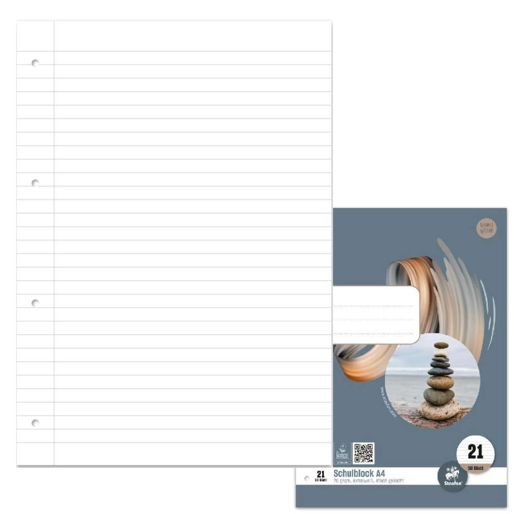 Schulblock A4 Lineatur 21, 50 Blatt