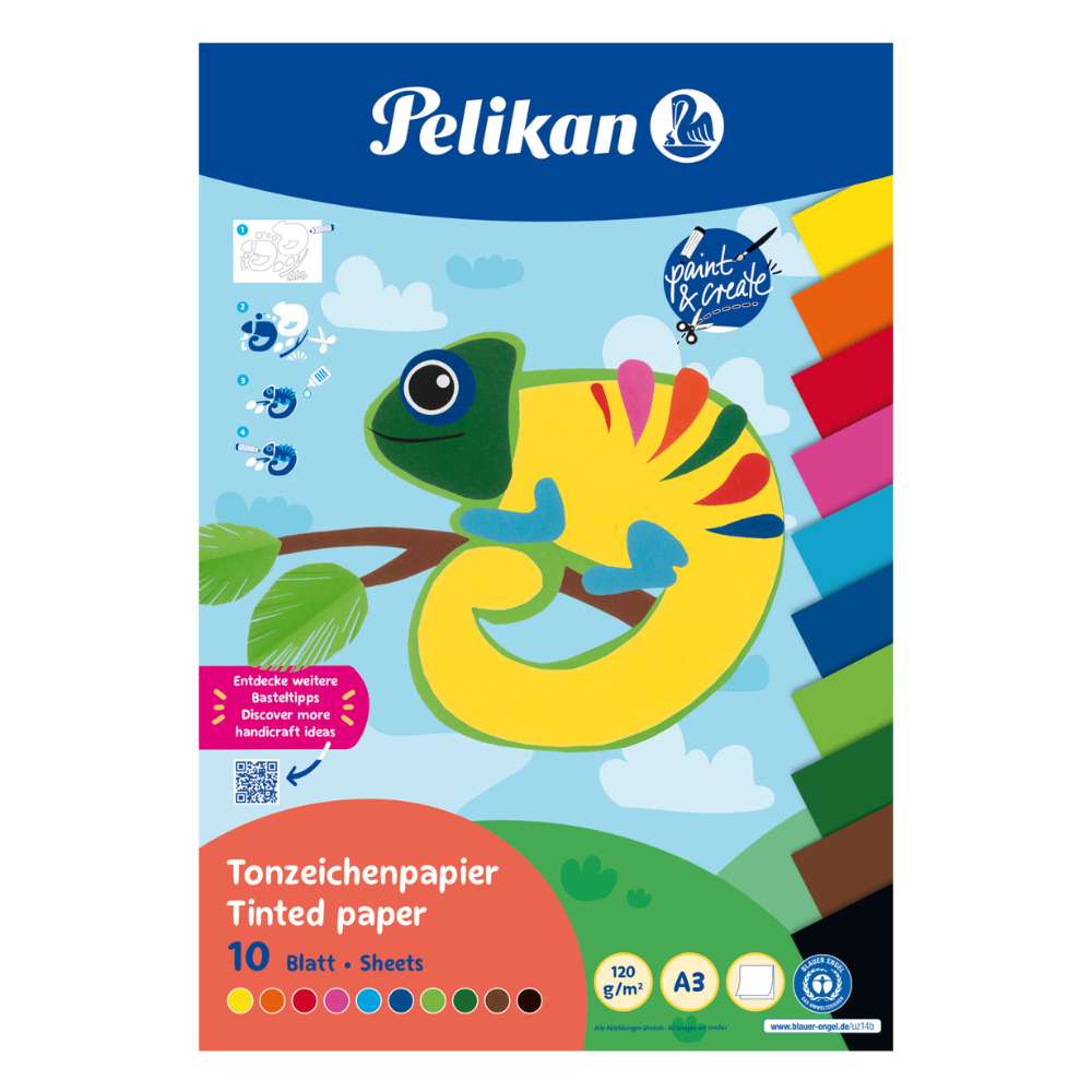 Tonpapier A3, Pelikan, 10 Blatt, Blauer Engel