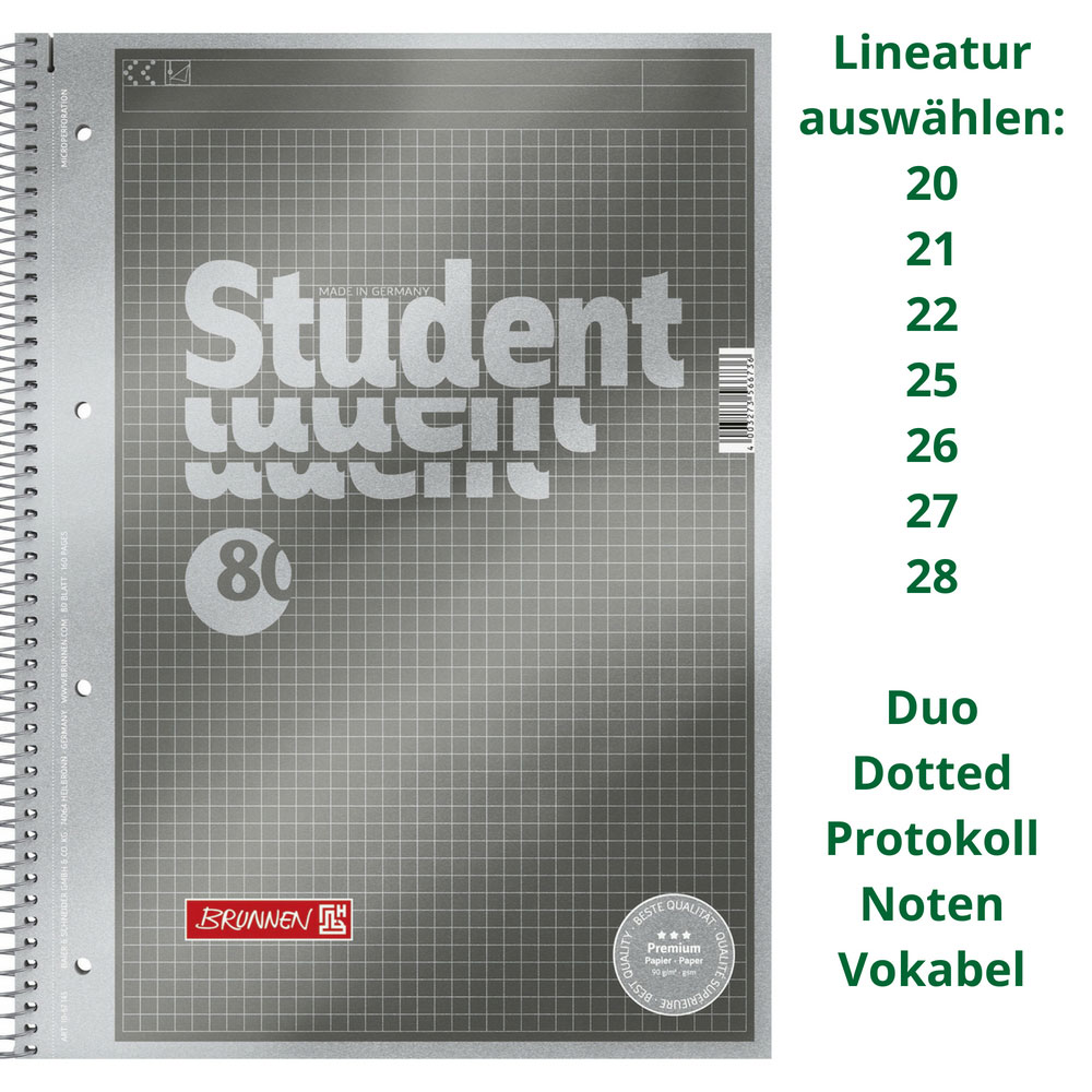 Collegeblock Student A4, Brunnen