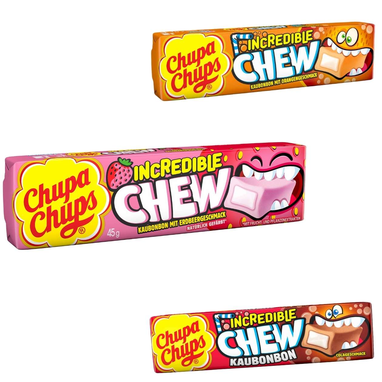 Chupa Chups Incredible Chew, verschiedene Sorten
