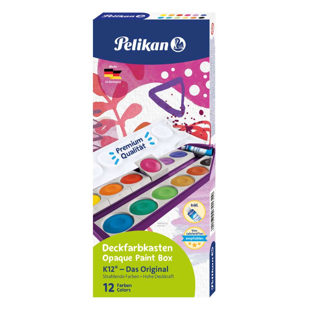 Pelikan Farbkasten K12, violett, 12 Farben + Deckweiß