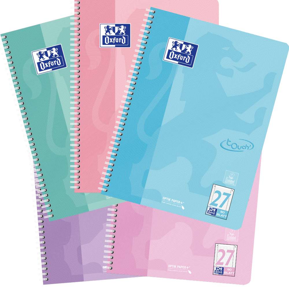 1x Oxford touch Collegeblock pastell Lineatur 27, farbig sortiert