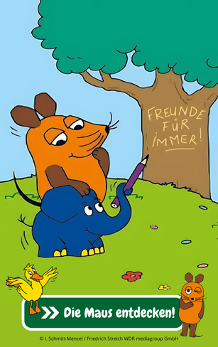 Die Maus und Elefant vor einem Baum - Jetzt Maus-Produkte entdecken