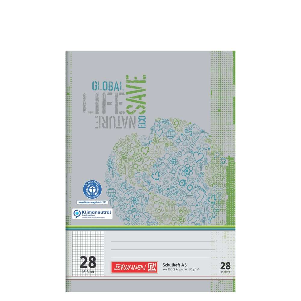 Recyclinghefte A5, Lineatur 28, Brunnen