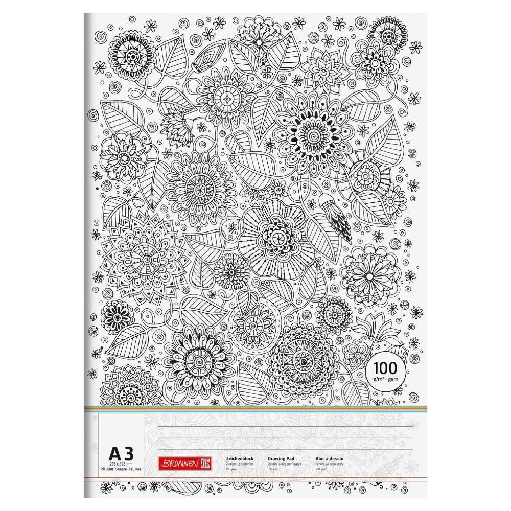 Brunnen Zeichenblock A3, ZENart  Floral