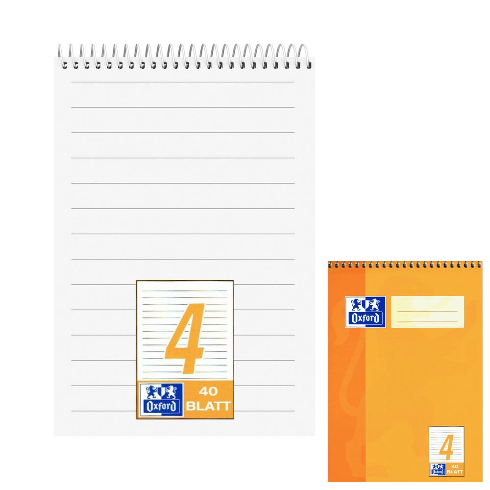 Schreibblock A5, 4. Klasse (Kopfspirale, Lineatur 4, Oxford)