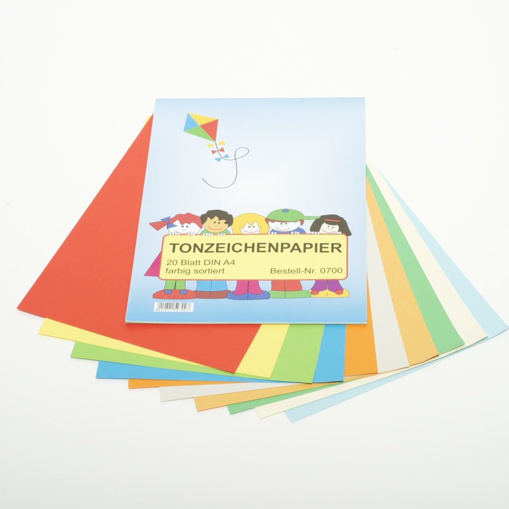 Tonzeichenpapier A4 farbig, 20 Blatt