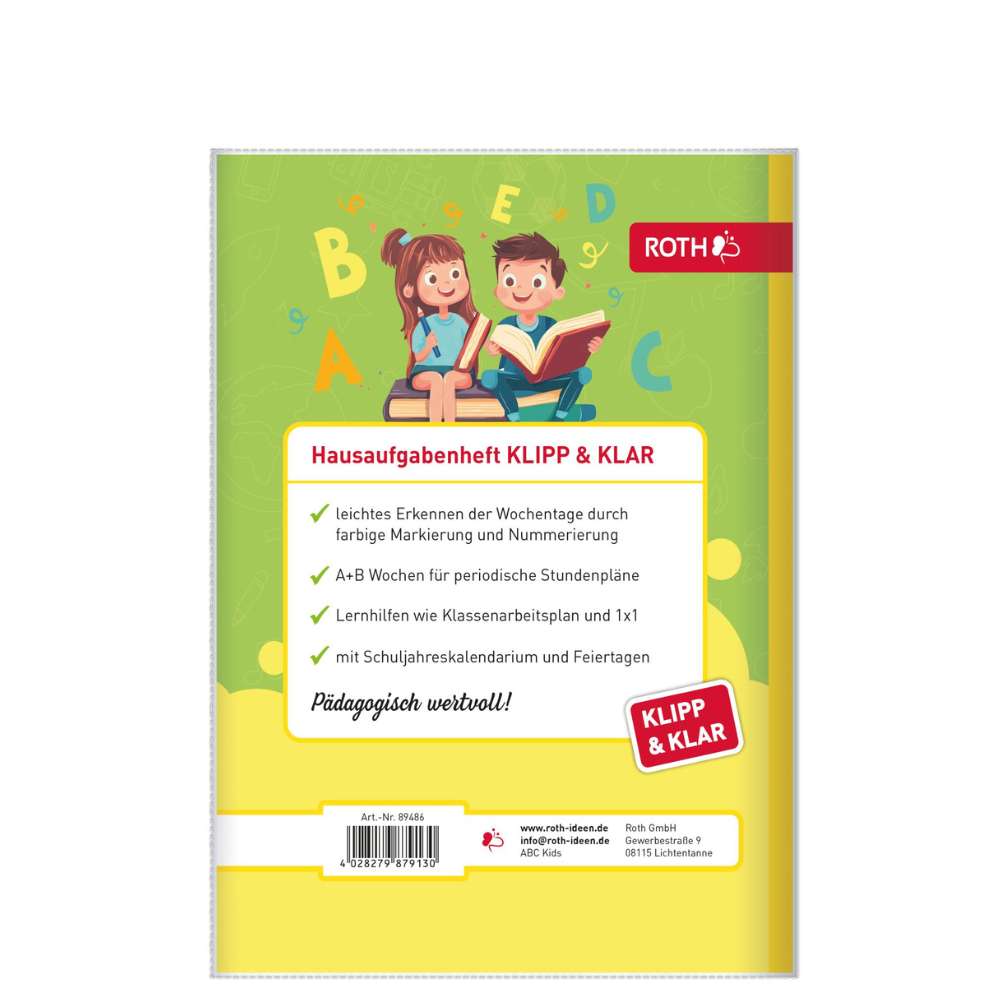 Klipp & Klar mit Datum 26/27 ABC Kids, Hausaufgabenheft Grundschule