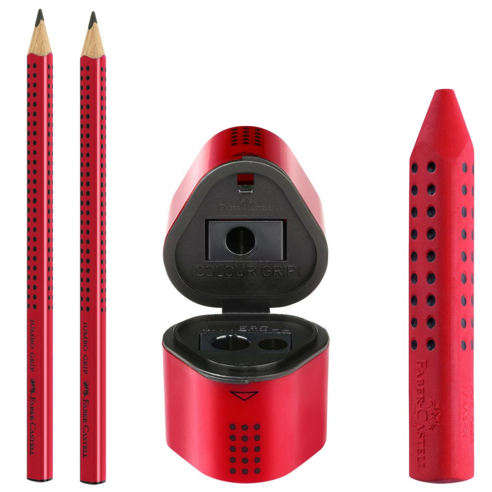Faber-Castell Set XL, rot: Jumbo Grip Stifte, Farbkasten und mehr