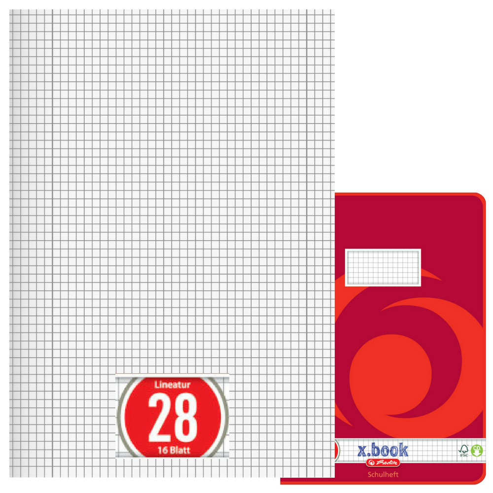 Herlitz Heft A4, Lineatur 28, kariert mit Doppelrand