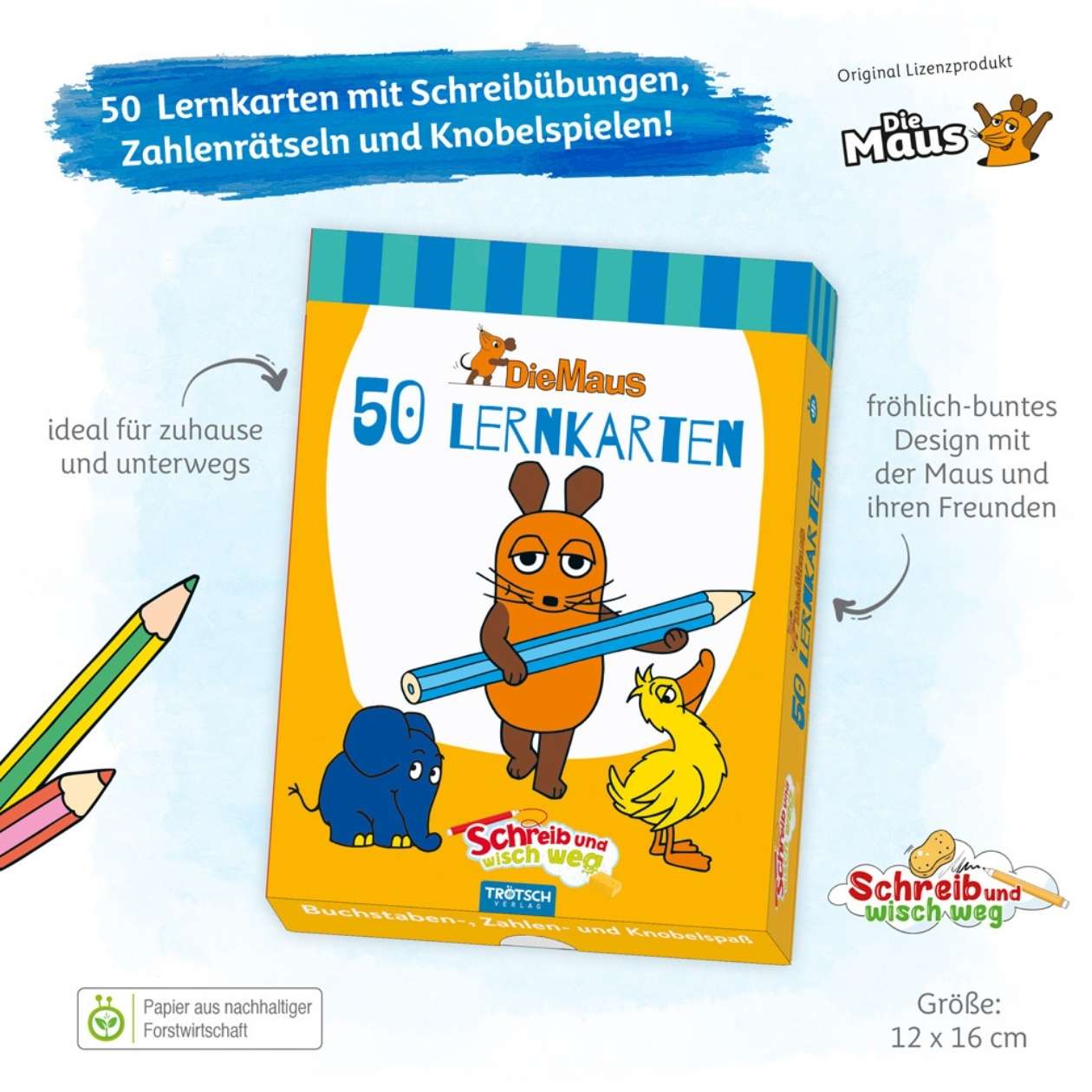 DIE MAUS Lernkarten Schreib und Wisch weg