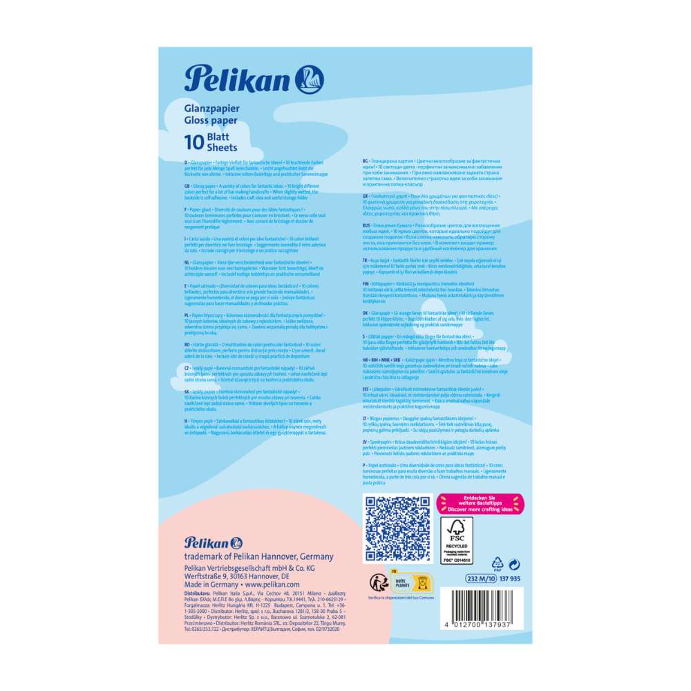Pelikan Glanzpapier 18x30 cm, 10 Blatt