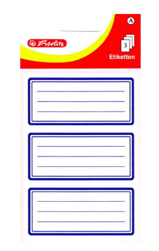 Buchetiketten blauer Rand, 3 x 3 Stück, Herlitz
