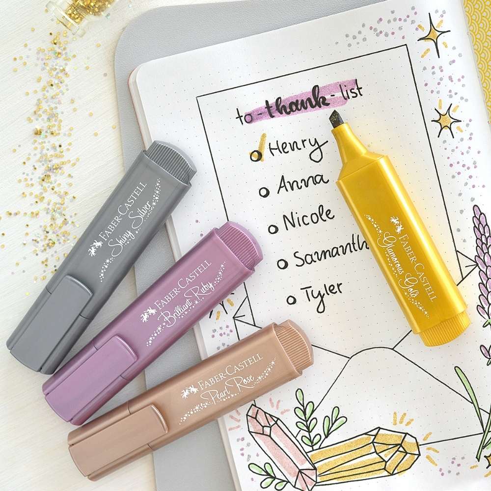 Metallic Textmarker Faber-Castell, verschiedene Farben