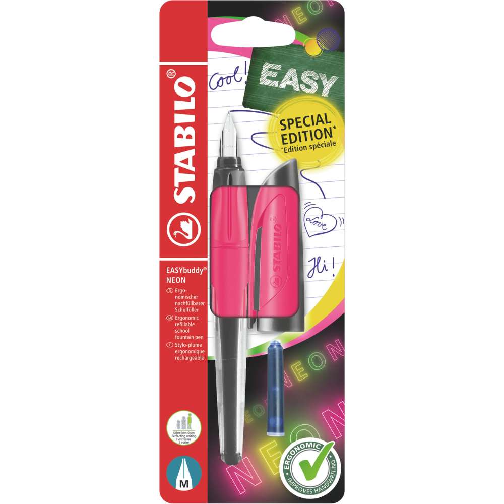 Füller für Grundschüler Stabilo EASYbuddy, Neonpink M