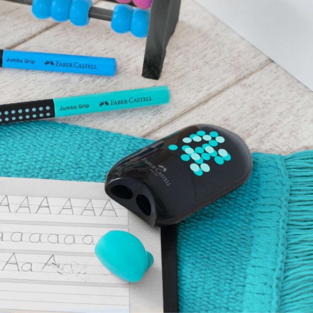 Two Tone Doppelspitzdose Faber-Castell, schwarz-türkis