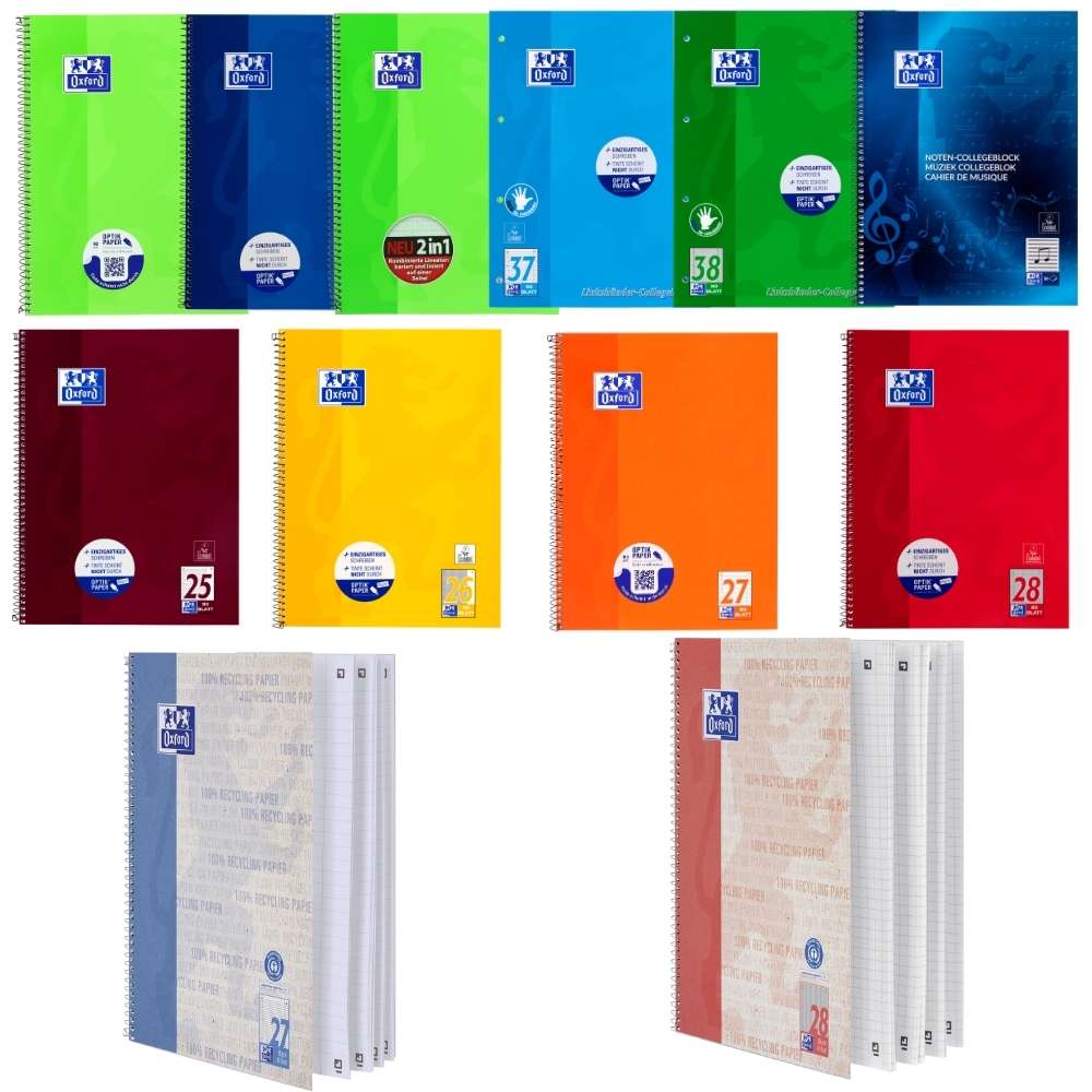 Oxford Collegeblock kariert mit Rand, Lineatur 26