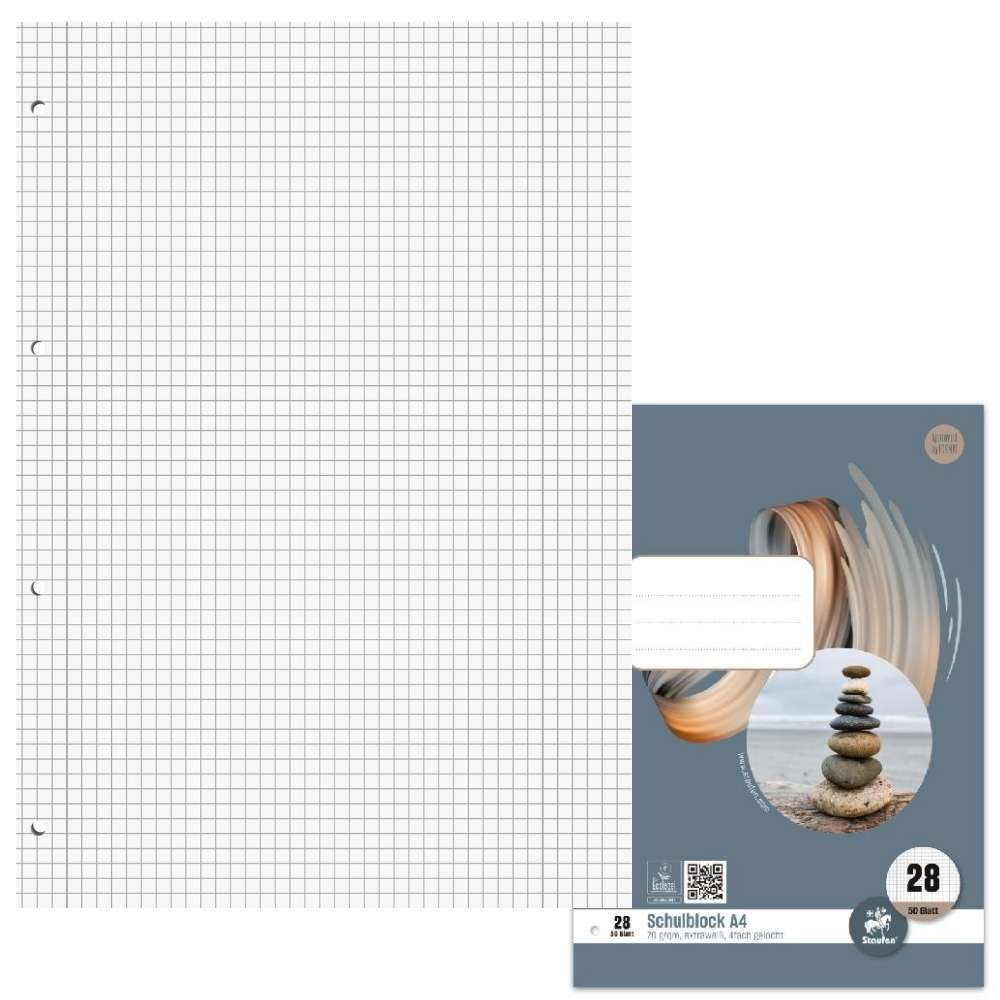 Schulblock A4 Lineatur 28, 50 Blatt