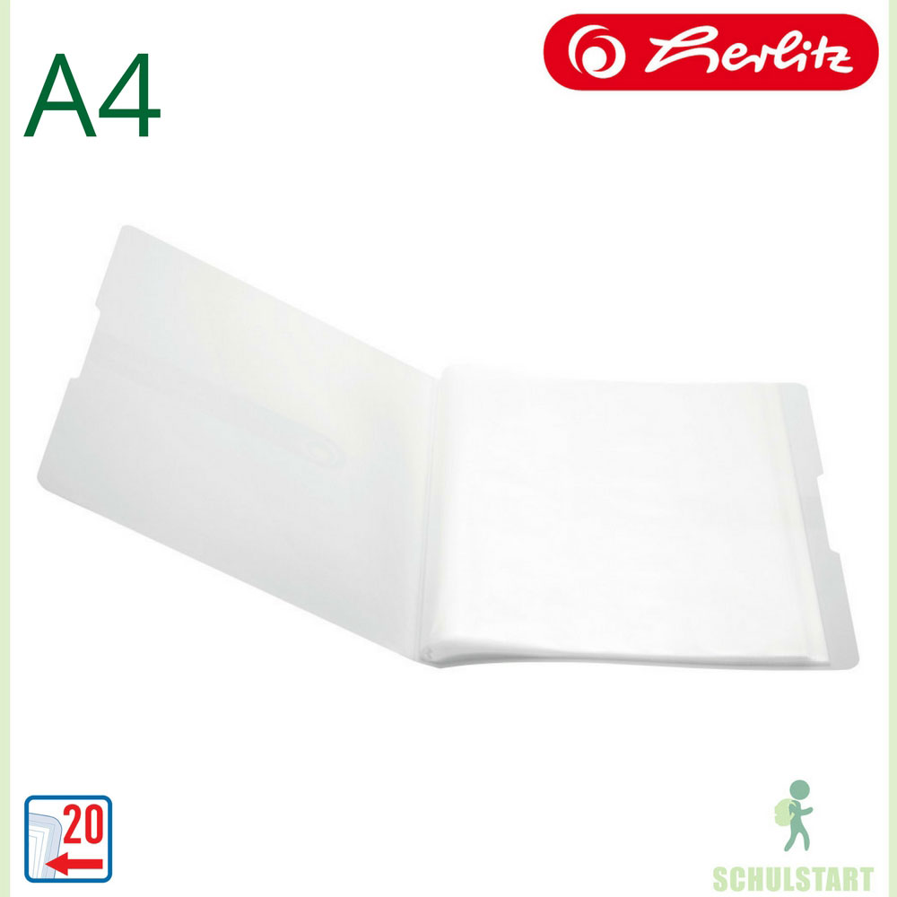 Herlitz Zeugnismappe, weiß/rosa, 20 Hüllen