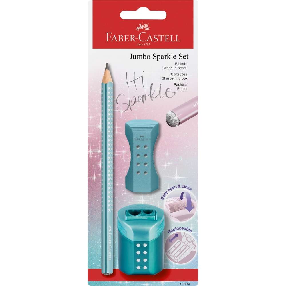 Jumbo Sparkle Schreibset Faber-Castell, ocean metallic