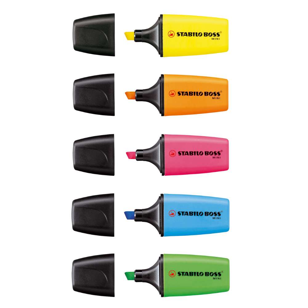 Mini Textmarker Stabilo Boss, 5 Farben im Set