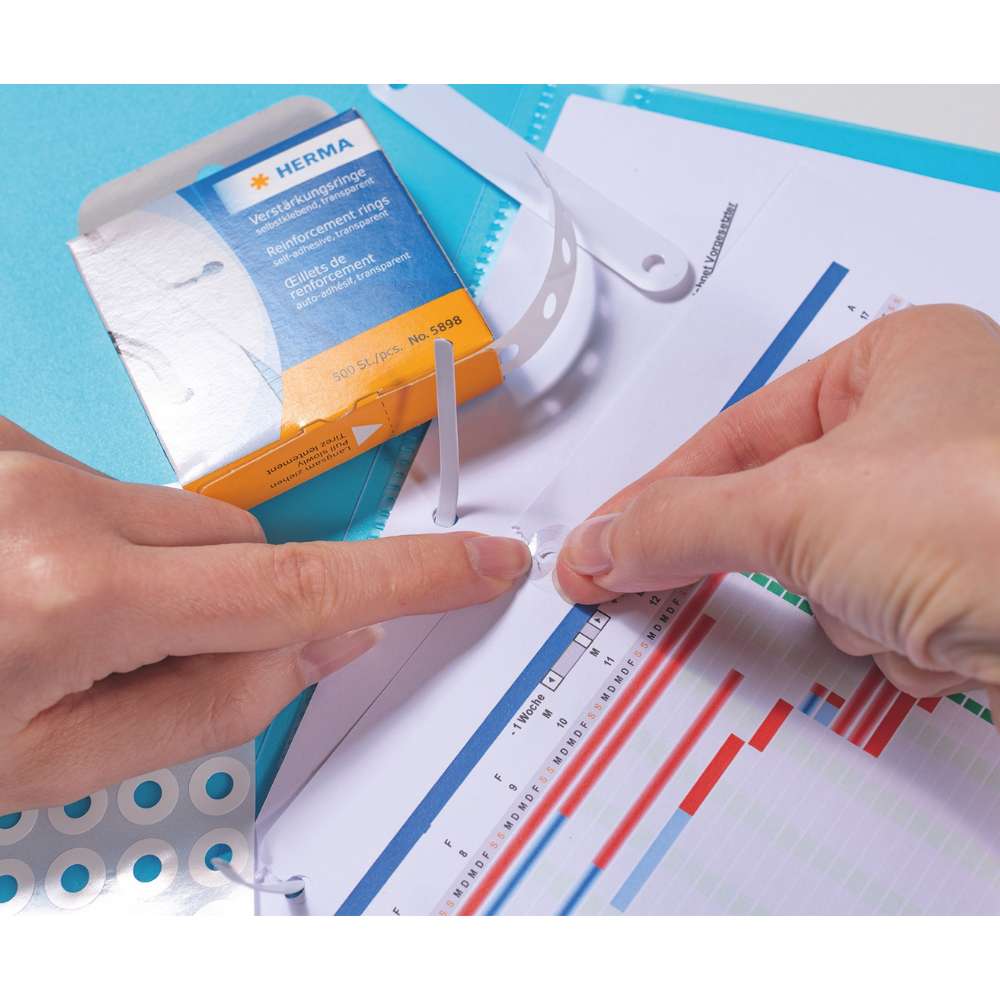 Lochverstärker transparent, 500 Ringe auf Rolle, Herma