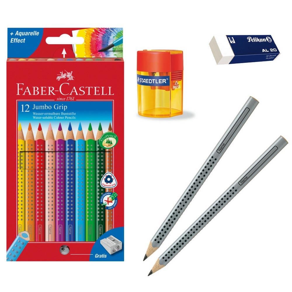 Schreibset Einschulung XL: Schreiblernstifte, dicke Buntstifte und mehr