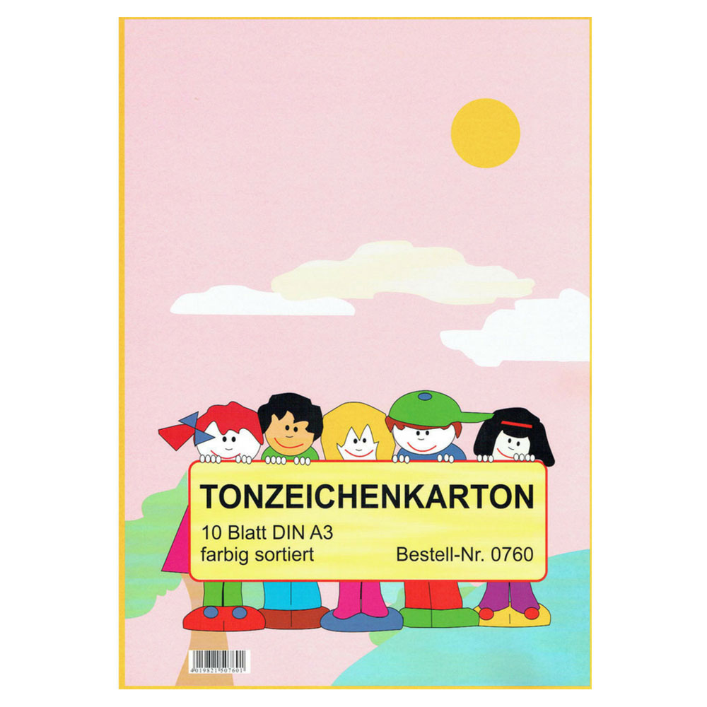 Tonzeichenkarton farbig sortiert A3, 10 Blatt