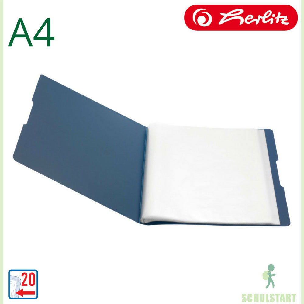 Herlitz Zeugnismappe, blau, 20 Hüllen