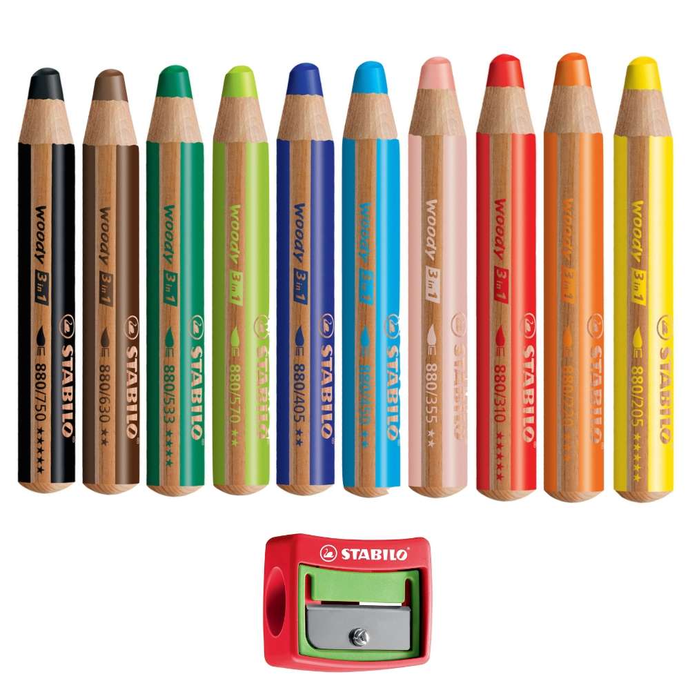 Stabilo woody 3 in 1, 10 Farben mit Spitzer