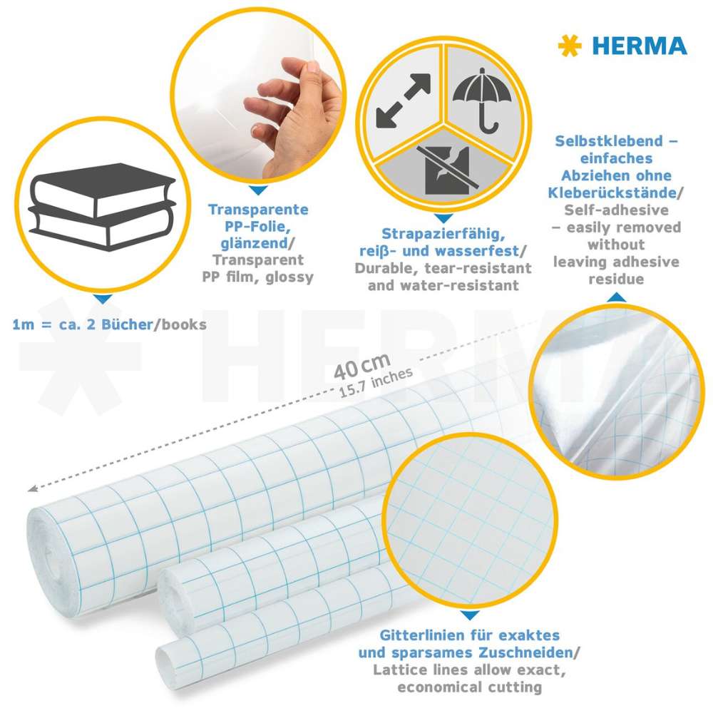 Buchfolie selbstklebend, 3 m x 40 cm