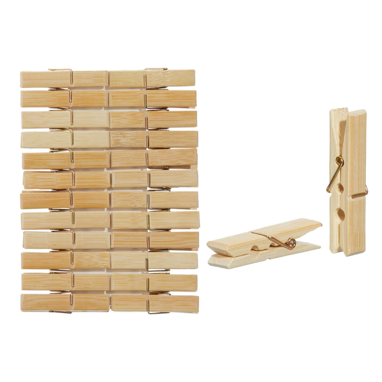 Holzklammern aus Bambus, 24 Stück