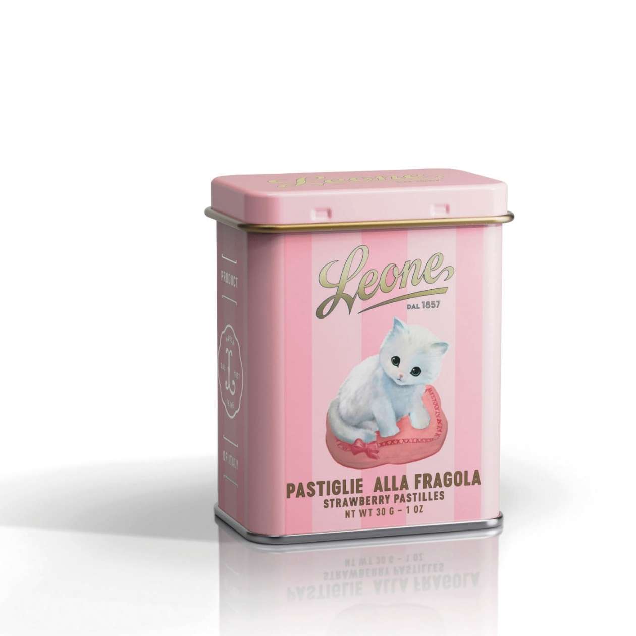 Pastiglie Leone, Metalldose Katze, sortiert