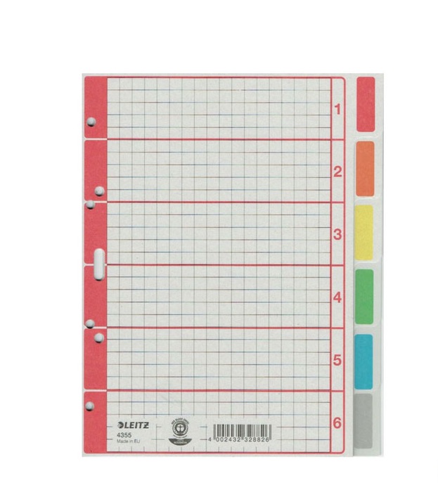 A5 Register aus Recyclingkarton, 6-teilig, Leitz