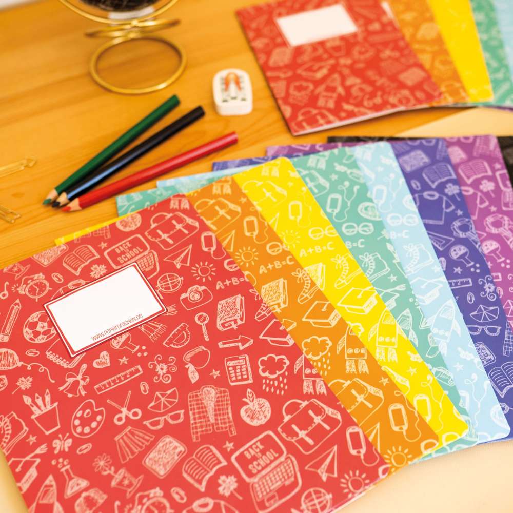 8er Set Karton Hefteinbände A4, Motiv Scribble