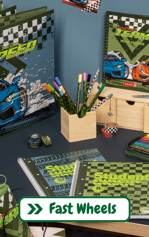 Schulsachen der Fast Wheels Serie von Brunnen