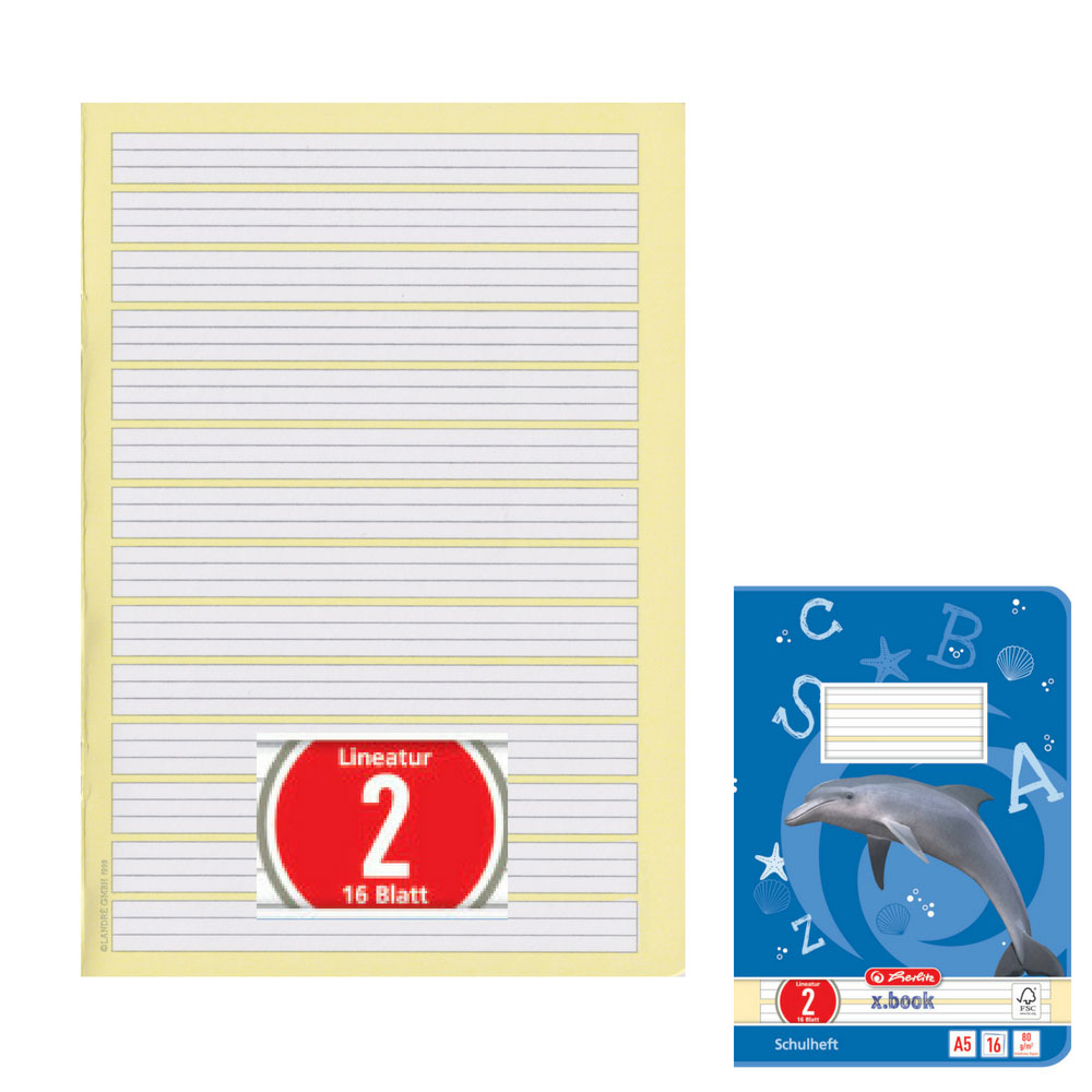 Herlitz Schulheft A5, Lineatur 2
