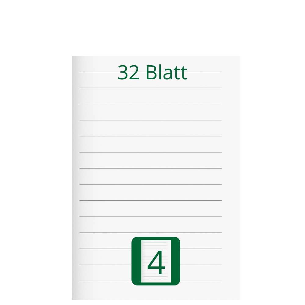 Doppelheft DIN A5, Lineatur 4, 32 Blatt