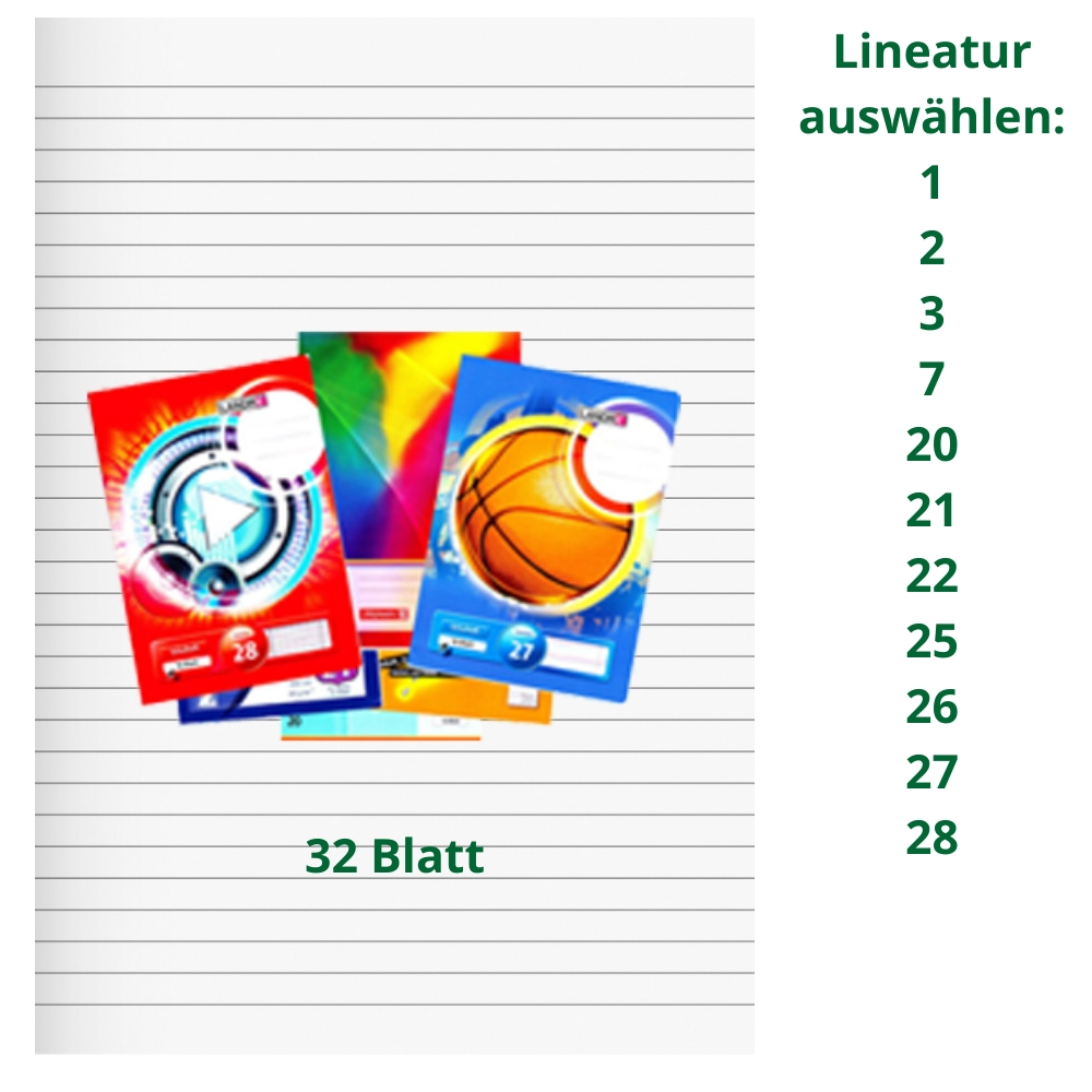 Doppelheft DIN A4, 32 Blatt