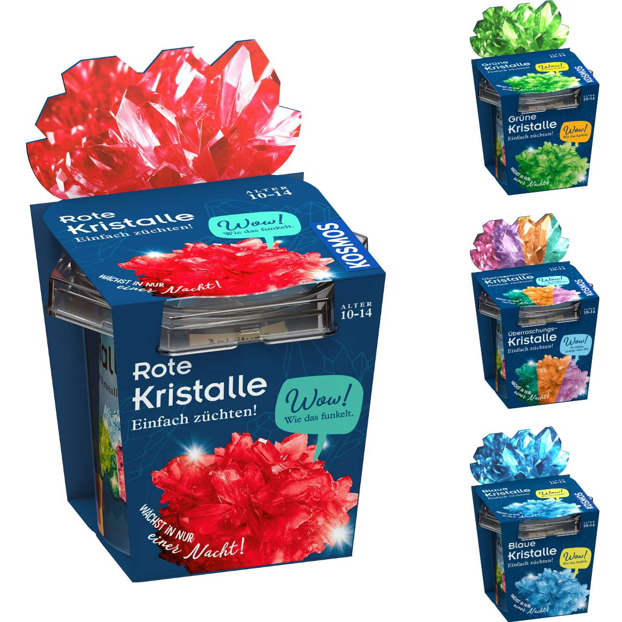 Kristalle züchten über Nacht, Kosmos, verschiedene Farben