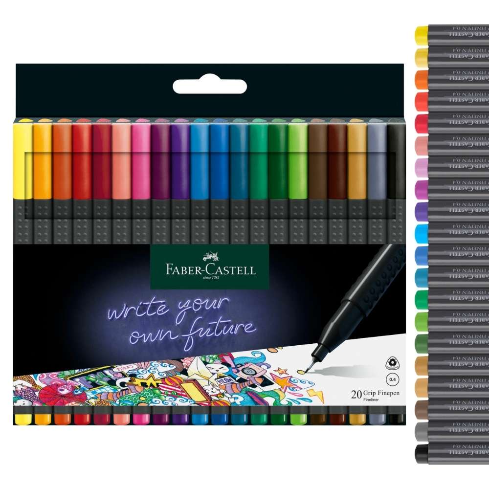 Faber-Castell Fineliner, Finepen Grip, 20er Pack