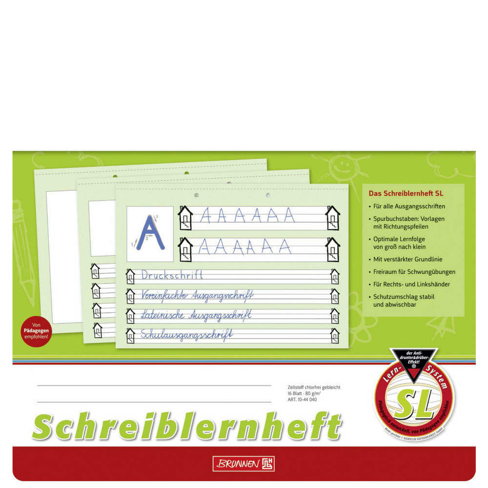 Schreiblernheft von Brunnen, Lineatur SL, A4 quer