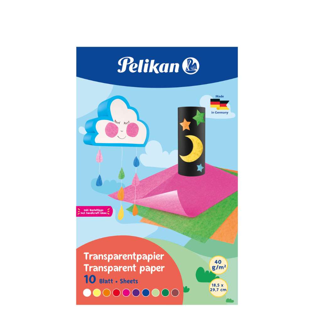 Pelikan Bastelpapier, 3er Set: Transparent-, Ton-, Glanzpapier