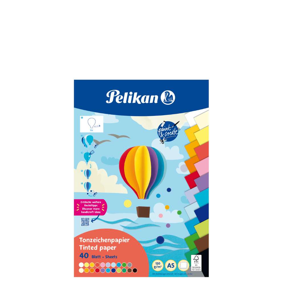 Pelikan Tonzeichenpapier A5, 40 Blatt in 21 Farben