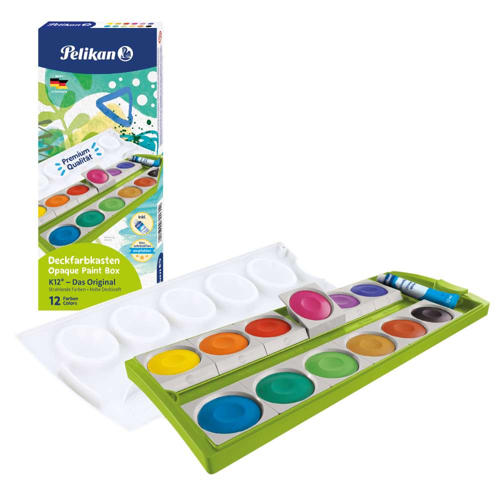 Pelikan Farbkasten K12, grün, 12 Farben + Deckweiß