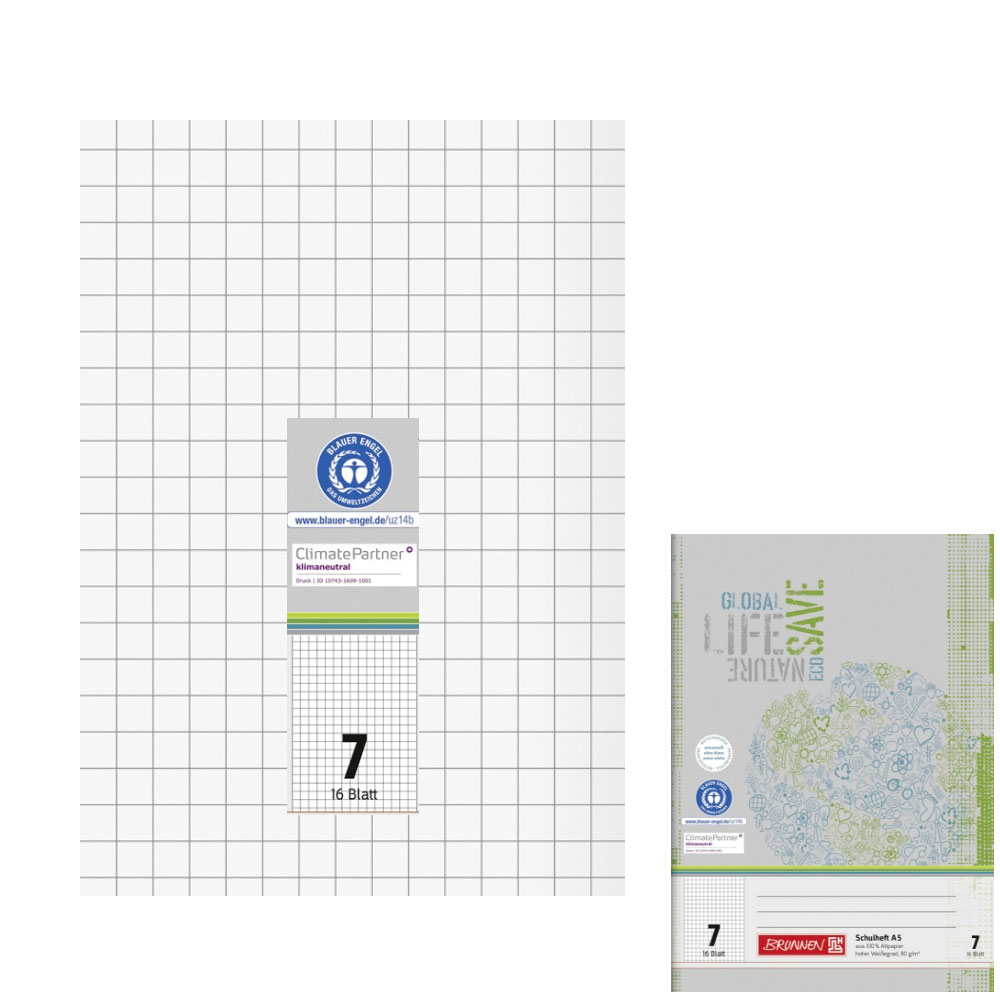 Recyclinghefte A5, Lineatur 7, Brunnen