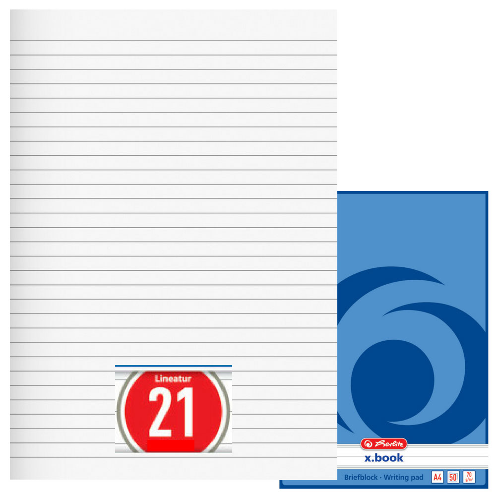 Briefblock liniert, ungelocht (A4, Lineatur 21, Herlitz)