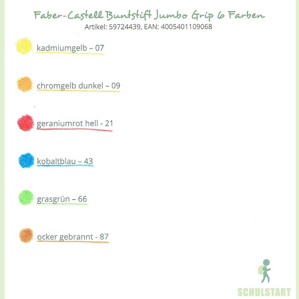 Faber-Castell Jumbo Grip Buntstifte 6er Pack