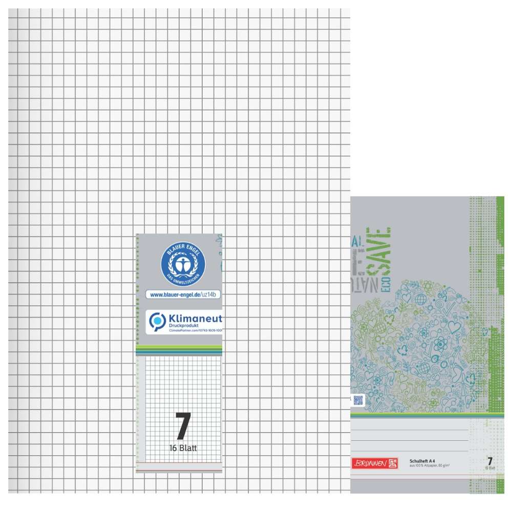 Schulhefte Blauer Engel: Lineatur 7, A4, Brunnen